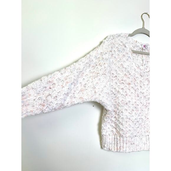 Chloe + Cyrus Textured Pastel Open Knit Cropped Sweater, Size L Boho Romantic - Picture 3 of 8
